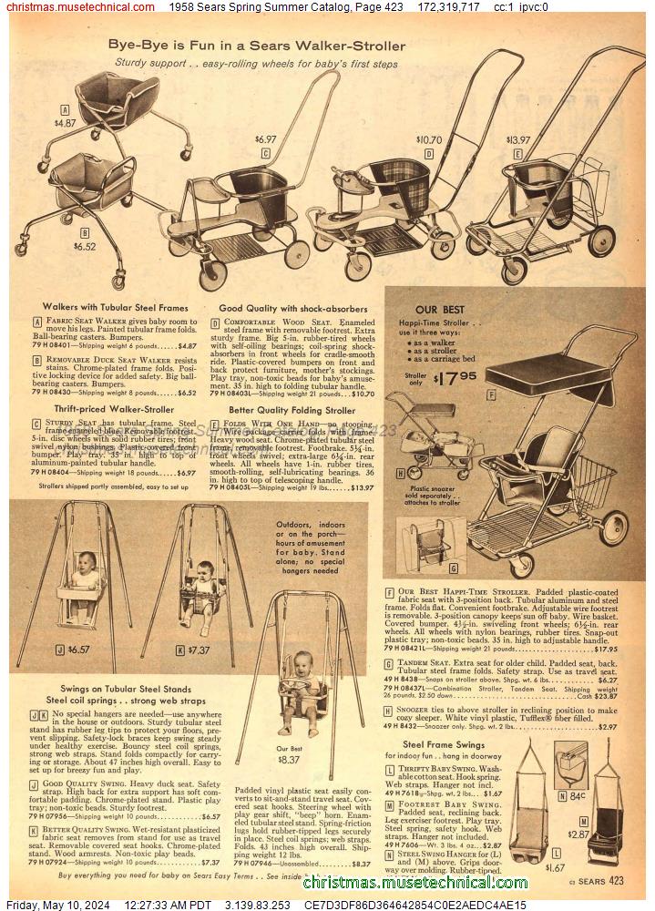 1958 Sears Spring Summer Catalog, Page 423
