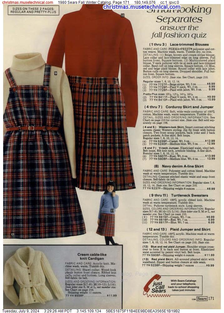 1980 Sears Fall Winter Catalog, Page 171
