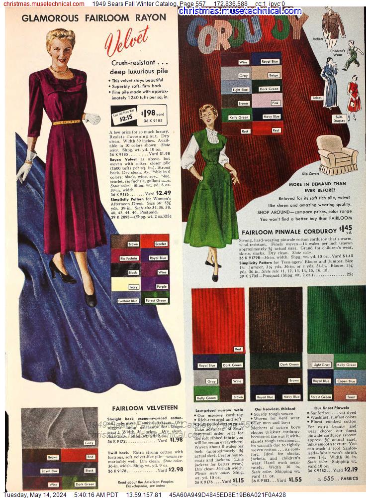 1949 Sears Fall Winter Catalog, Page 557