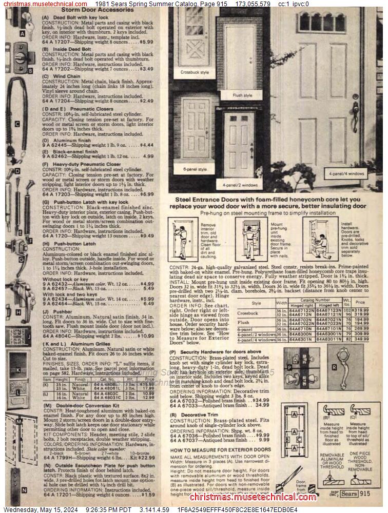 1981 Sears Spring Summer Catalog, Page 915