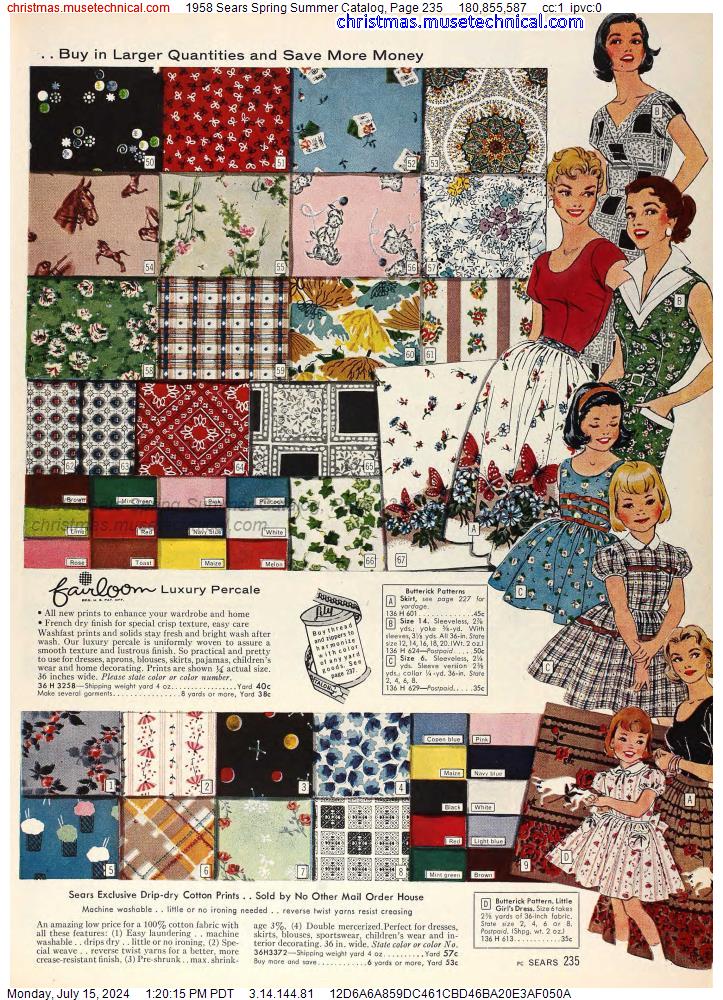1958 Sears Spring Summer Catalog, Page 235
