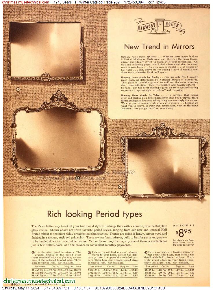 1943 Sears Fall Winter Catalog, Page 952