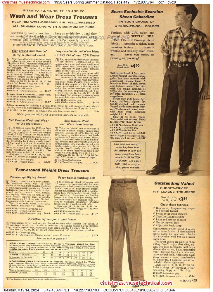 1958 Sears Spring Summer Catalog, Page 449