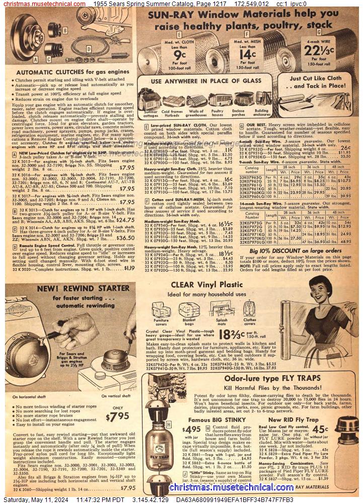 1955 Sears Spring Summer Catalog, Page 1217