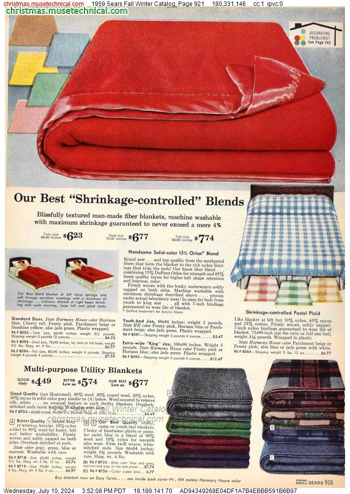 1959 Sears Fall Winter Catalog, Page 921