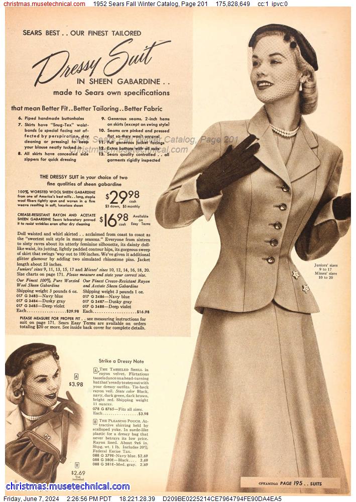 1952 Sears Fall Winter Catalog, Page 201