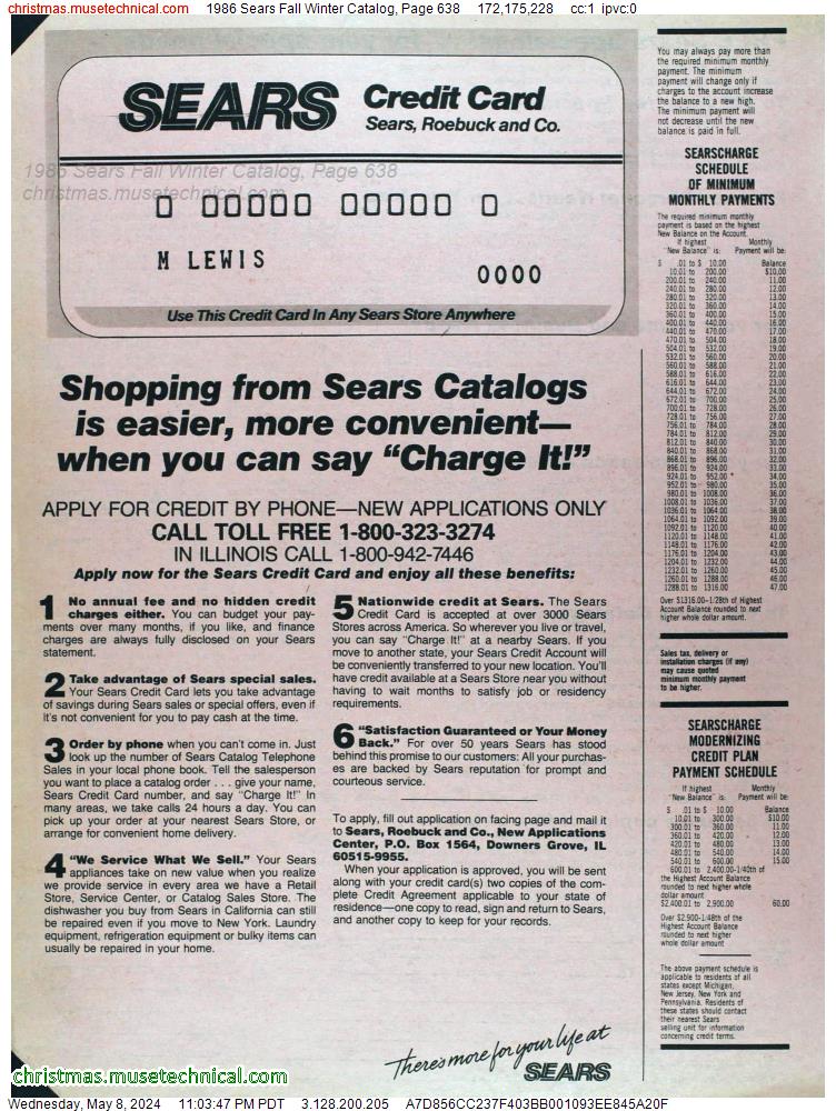 1986 Sears Fall Winter Catalog, Page 638
