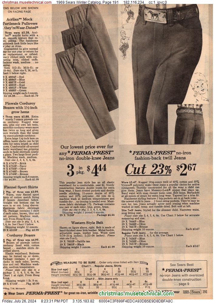 1969 Sears Winter Catalog, Page 191