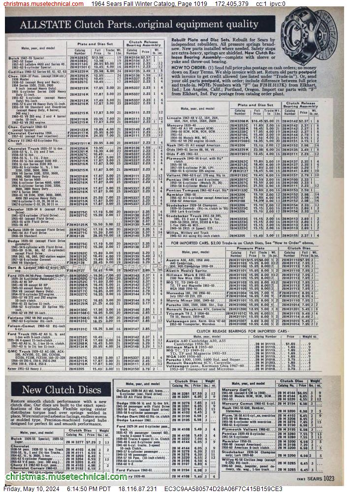 1964 Sears Fall Winter Catalog, Page 1019
