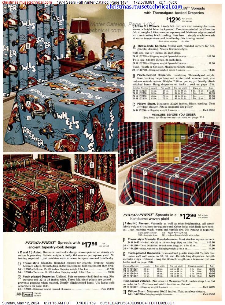 1974 Sears Fall Winter Catalog, Page 1484