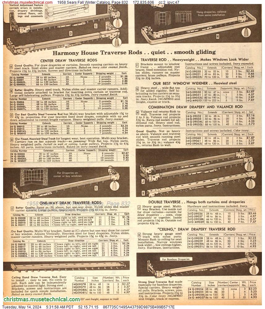 1958 Sears Fall Winter Catalog, Page 832