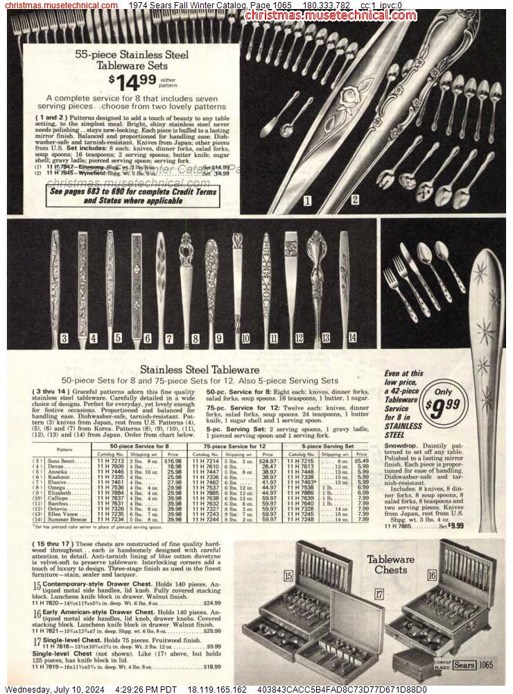 1974 Sears Fall Winter Catalog, Page 1065