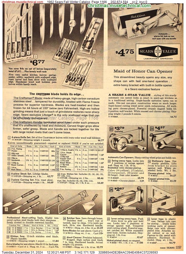 1962 Sears Fall Winter Catalog, Page 1166