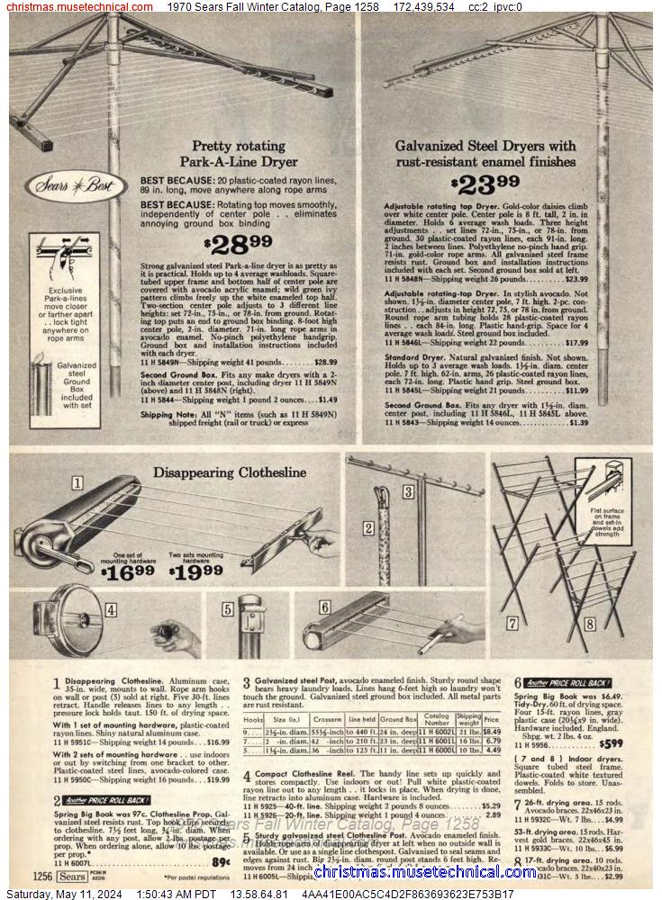 1970 Sears Fall Winter Catalog, Page 1258