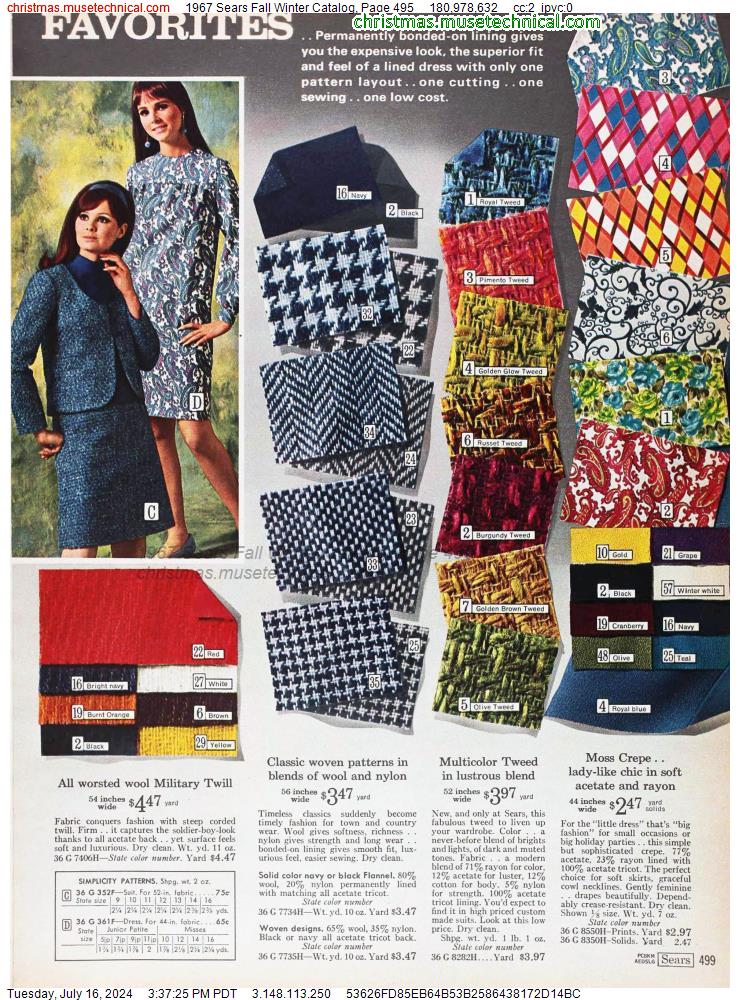 1967 Sears Fall Winter Catalog, Page 495