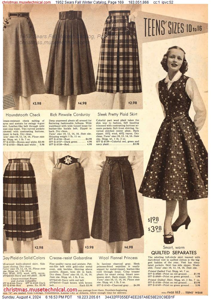 1952 Sears Fall Winter Catalog, Page 169