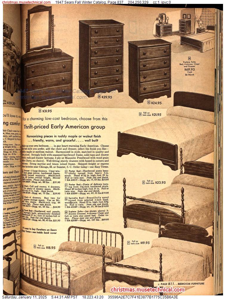 1947 Sears Fall Winter Catalog, Page 837