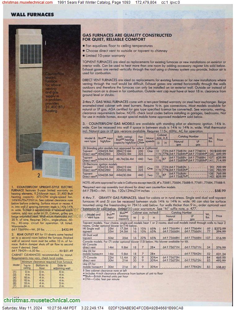 1991 Sears Fall Winter Catalog, Page 1093