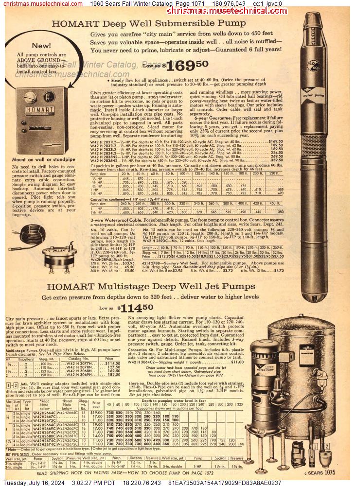 1960 Sears Fall Winter Catalog, Page 1071