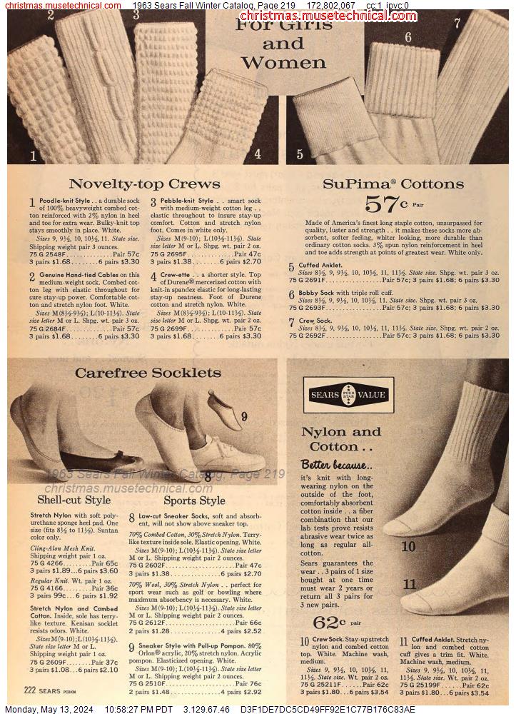 1963 Sears Fall Winter Catalog, Page 219