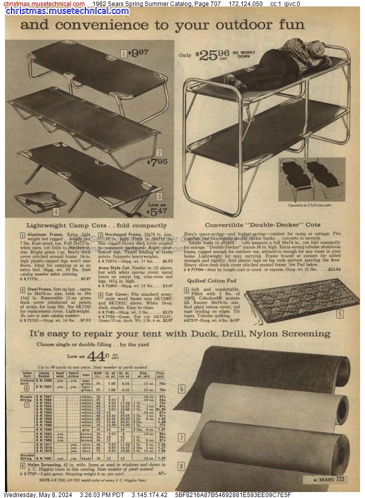1962 Sears Spring Summer Catalog, Page 707
