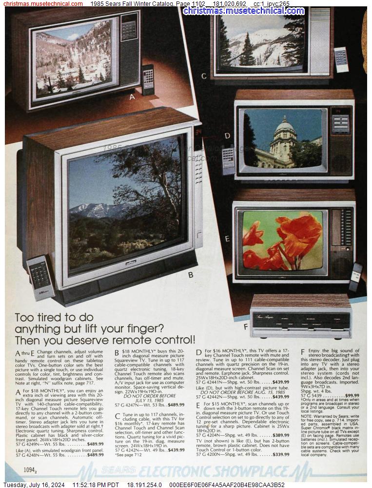 1985 Sears Fall Winter Catalog, Page 1102