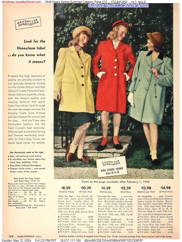 1946 Sears Spring Summer Catalog, Page 217