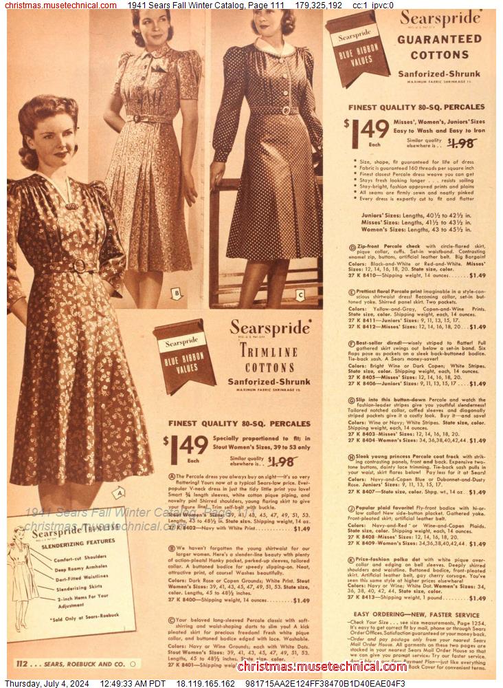 1941 Sears Fall Winter Catalog, Page 111