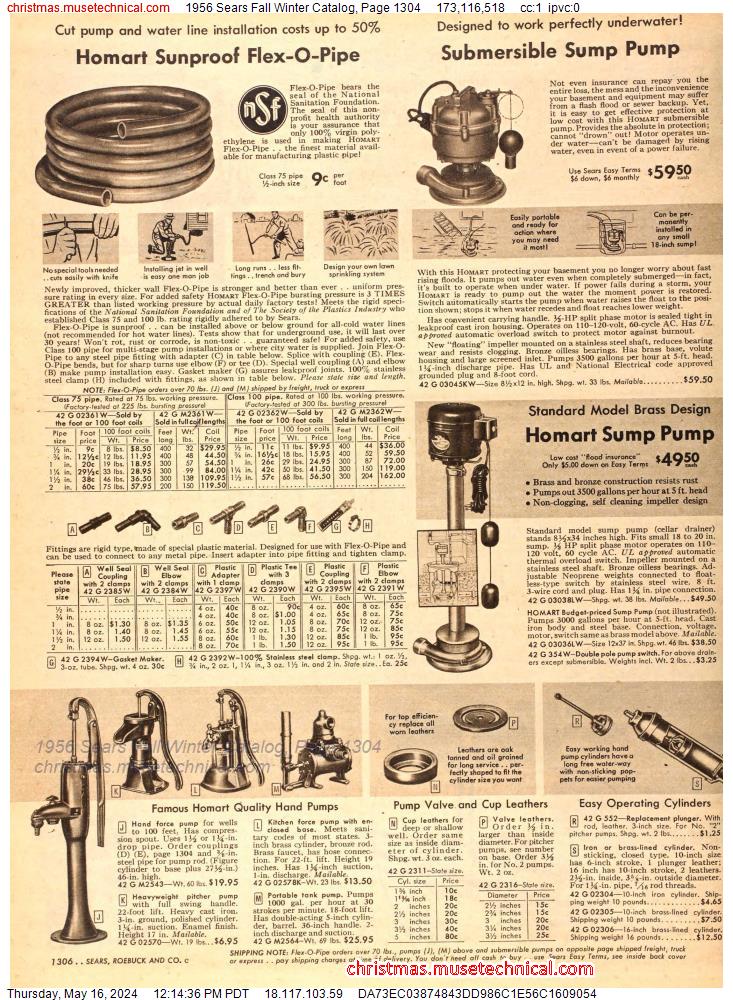 1956 Sears Fall Winter Catalog, Page 1304