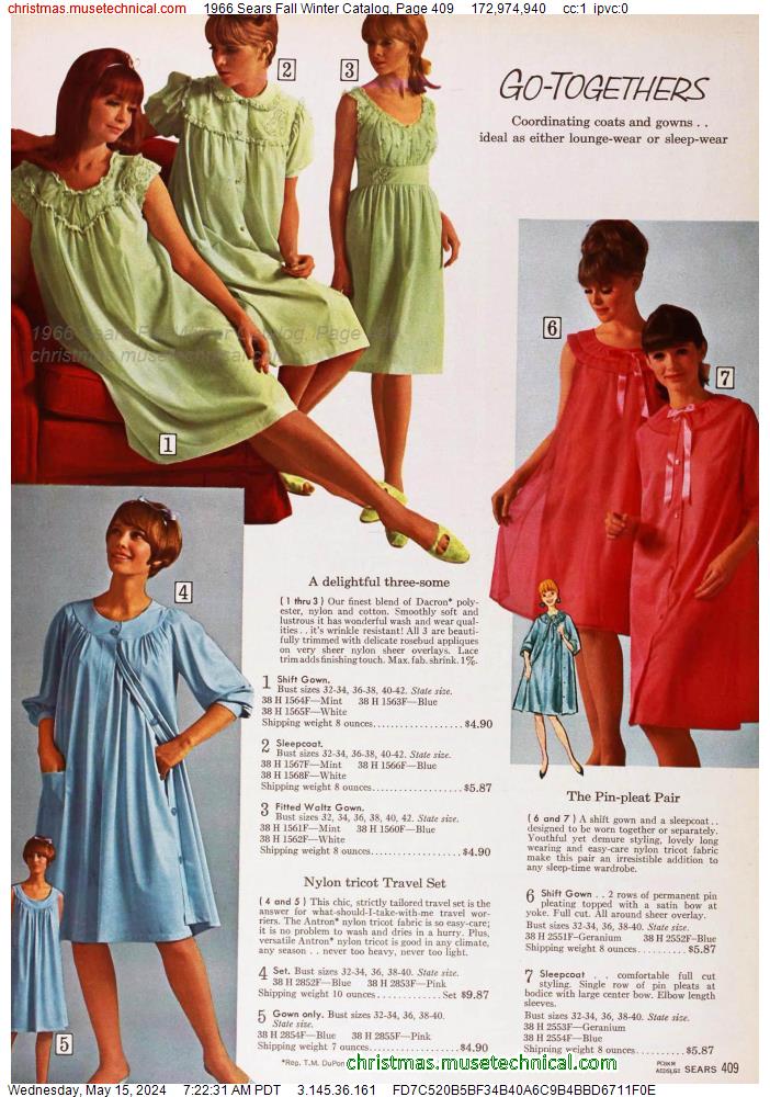1966 Sears Fall Winter Catalog, Page 409