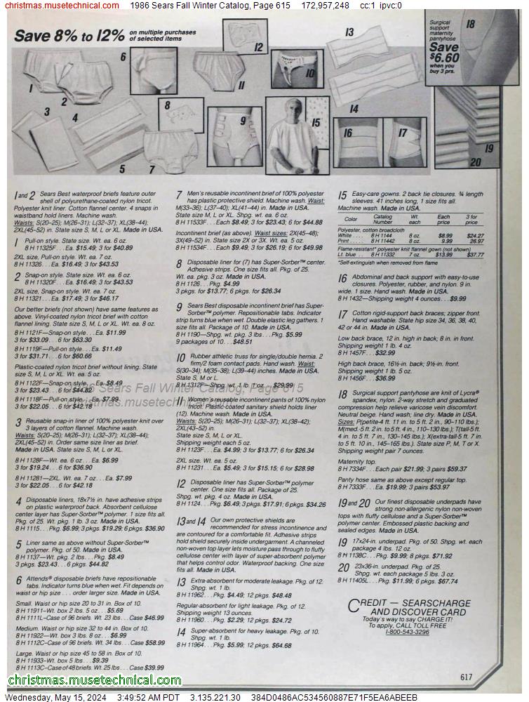 1986 Sears Fall Winter Catalog, Page 615