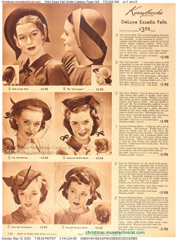 1944 Sears Fall Winter Catalog, Page 148