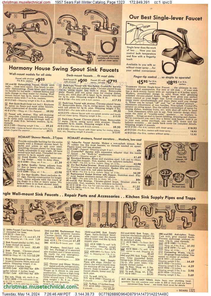 1957 Sears Fall Winter Catalog, Page 1323