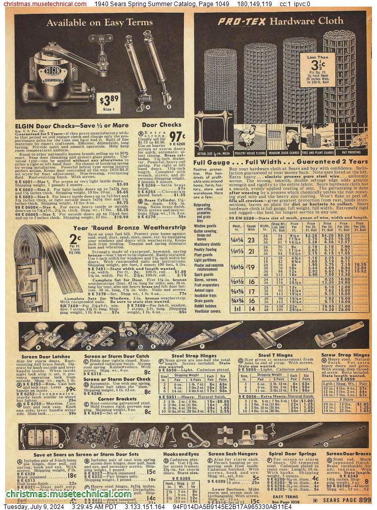 1940 Sears Spring Summer Catalog, Page 1049