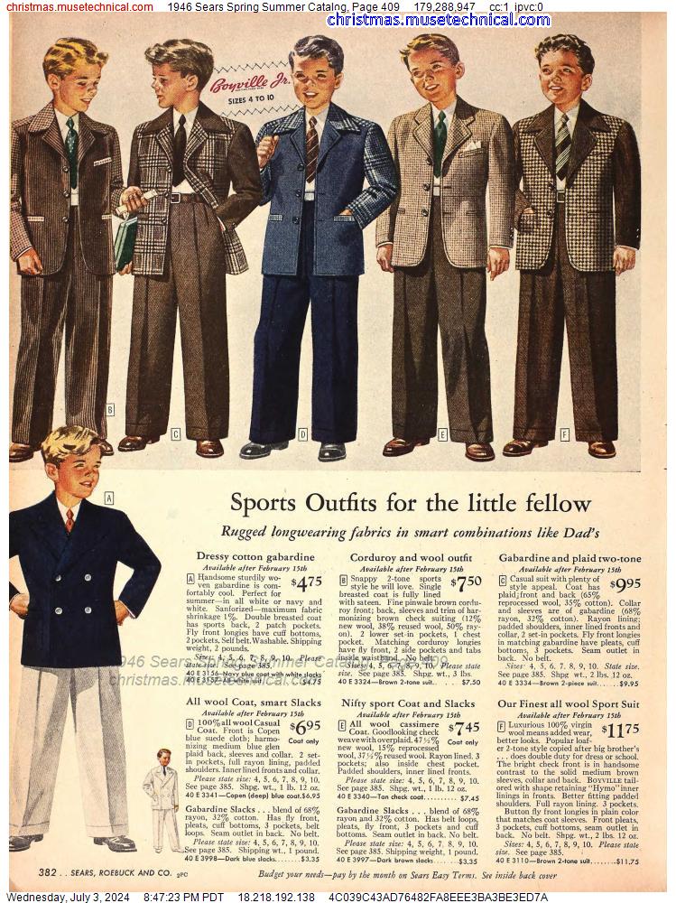 1946 Sears Spring Summer Catalog, Page 409