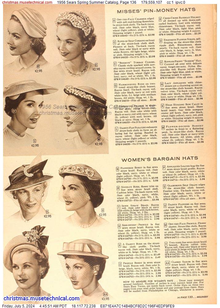1956 Sears Spring Summer Catalog, Page 136