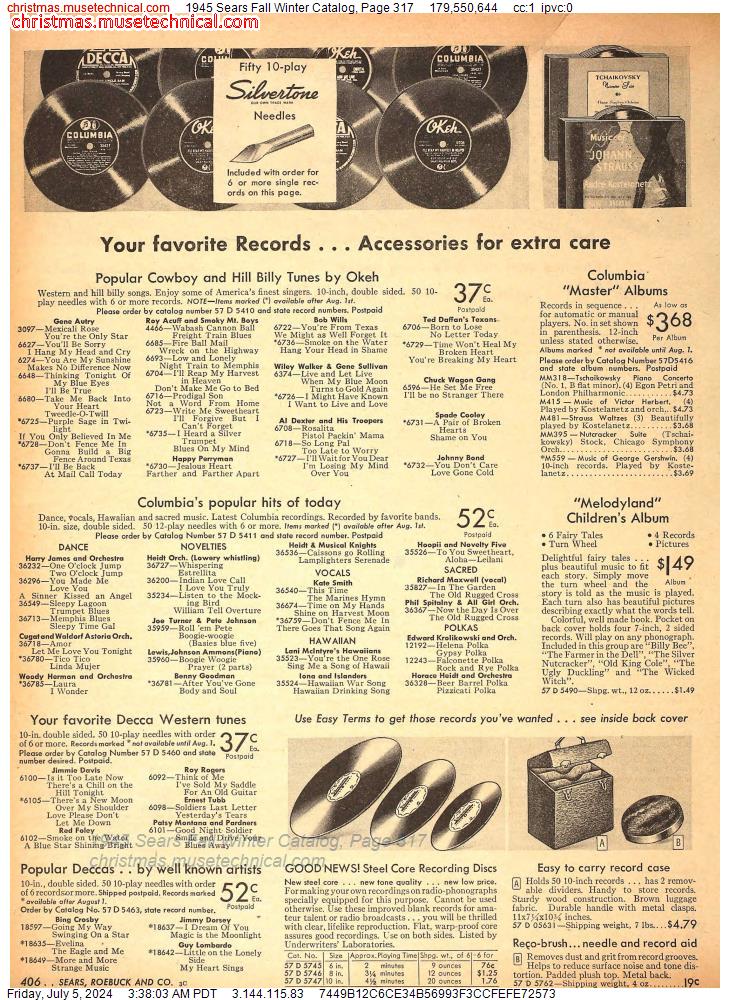 1945 Sears Fall Winter Catalog, Page 317