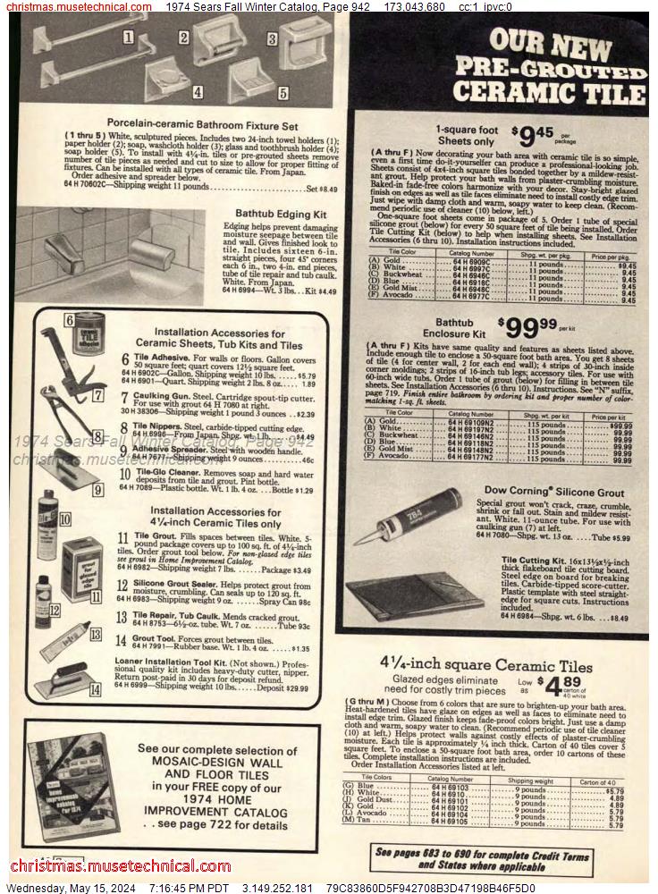 1974 Sears Fall Winter Catalog, Page 942