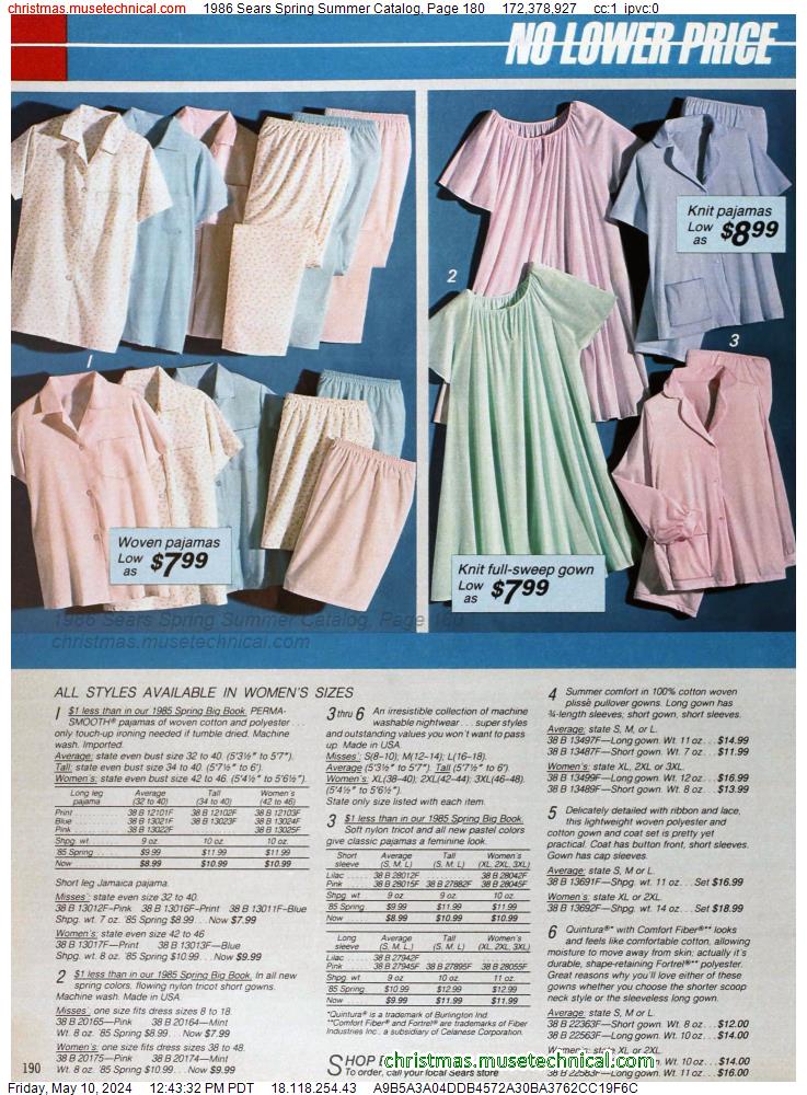 1986 Sears Spring Summer Catalog, Page 180