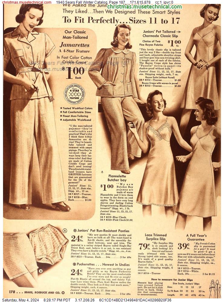 1940 Sears Fall Winter Catalog, Page 187