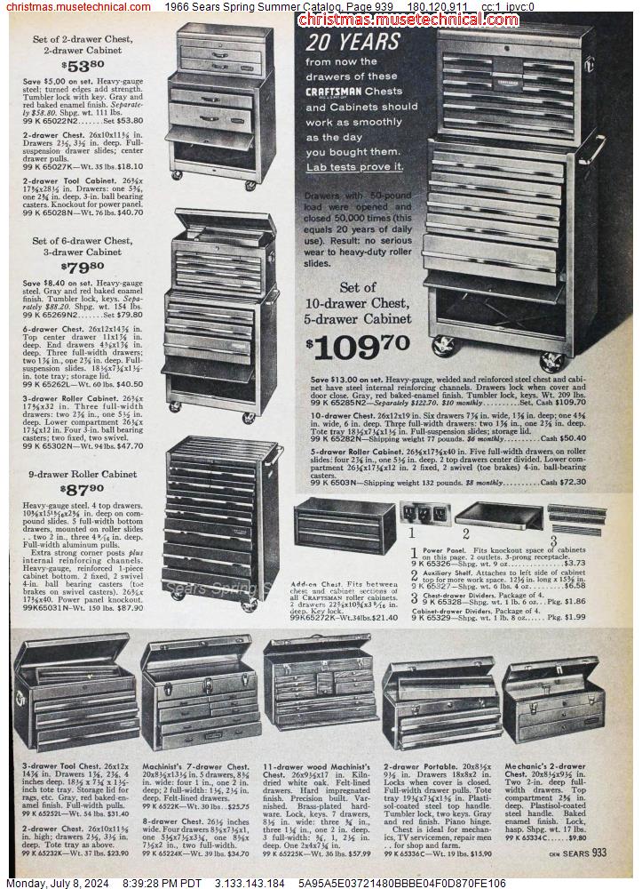 1966 Sears Spring Summer Catalog, Page 939