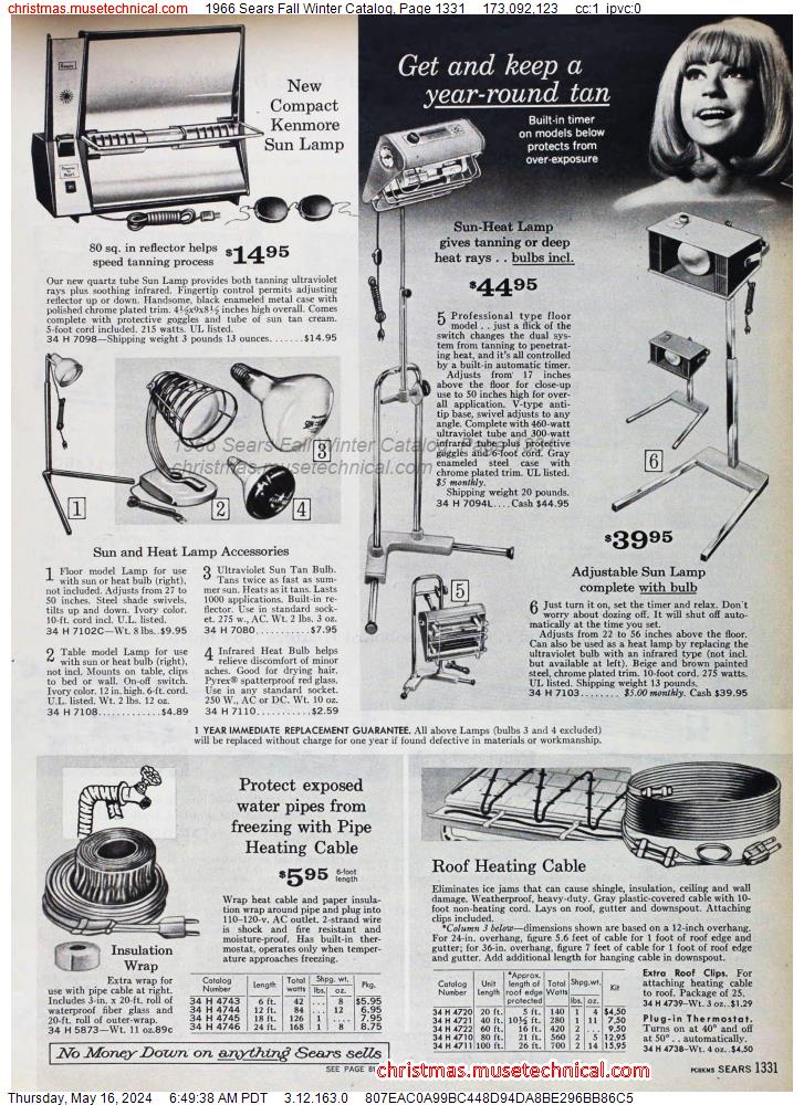 1966 Sears Fall Winter Catalog, Page 1331