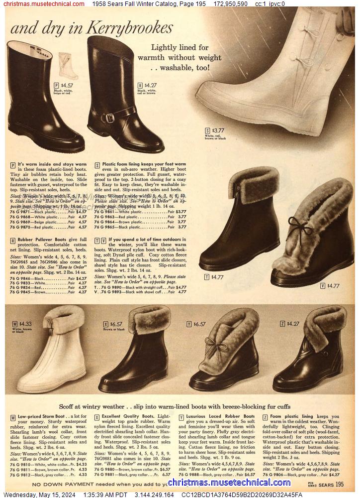 1958 Sears Fall Winter Catalog, Page 195