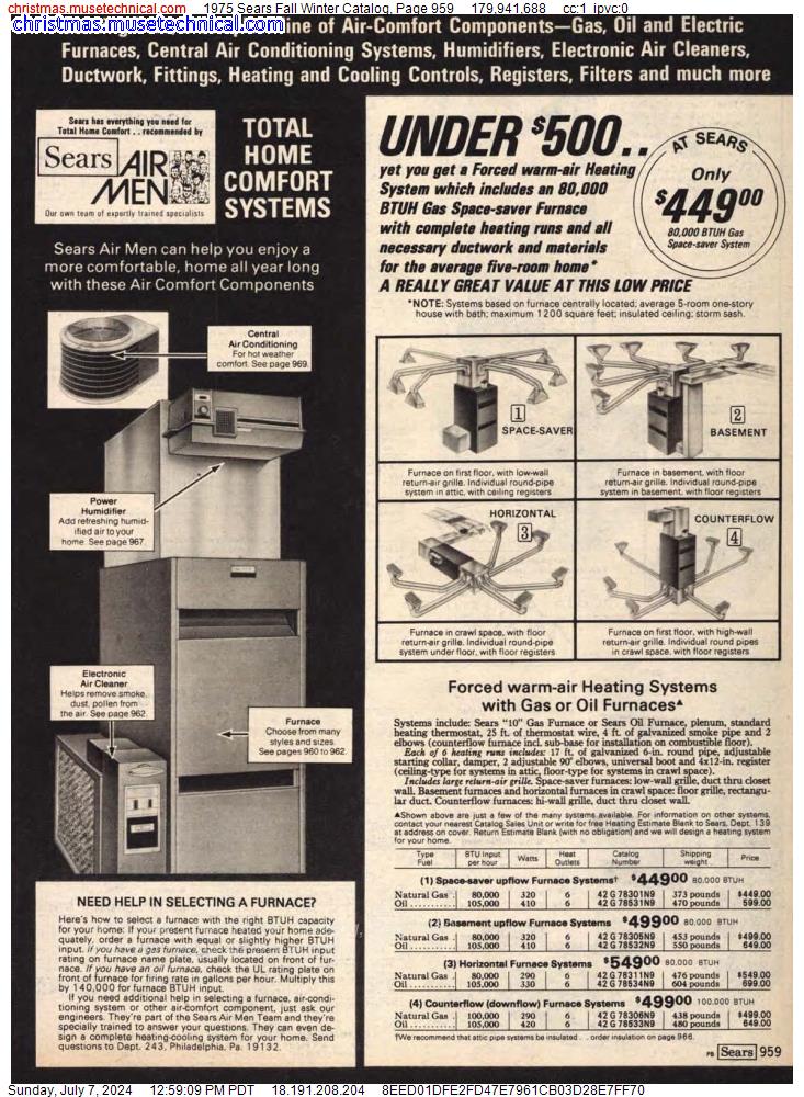 1975 Sears Fall Winter Catalog, Page 959