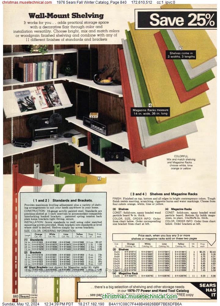 1976 Sears Fall Winter Catalog, Page 840