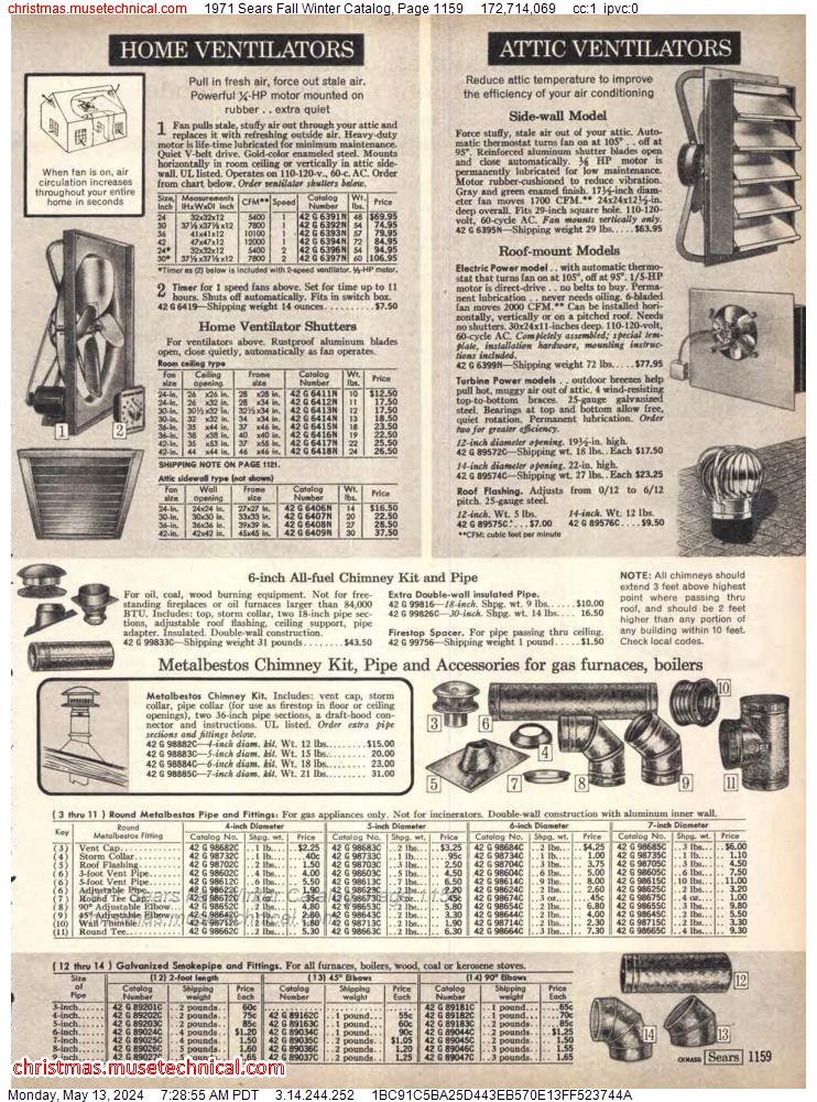 1971 Sears Fall Winter Catalog, Page 1159