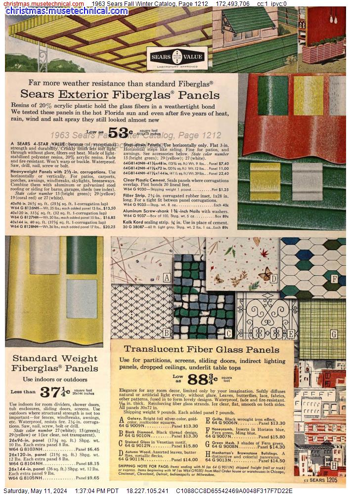 1963 Sears Fall Winter Catalog, Page 1212