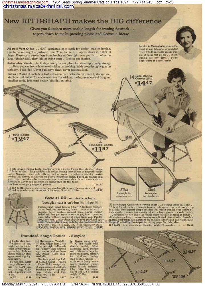 1961 Sears Spring Summer Catalog, Page 1097