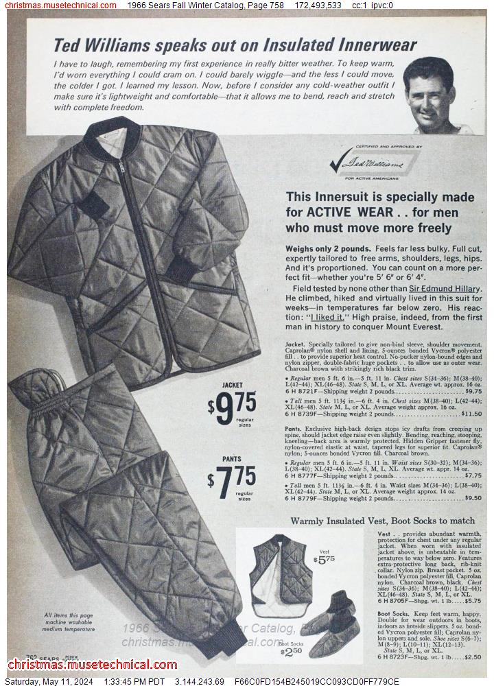 1966 Sears Fall Winter Catalog, Page 758