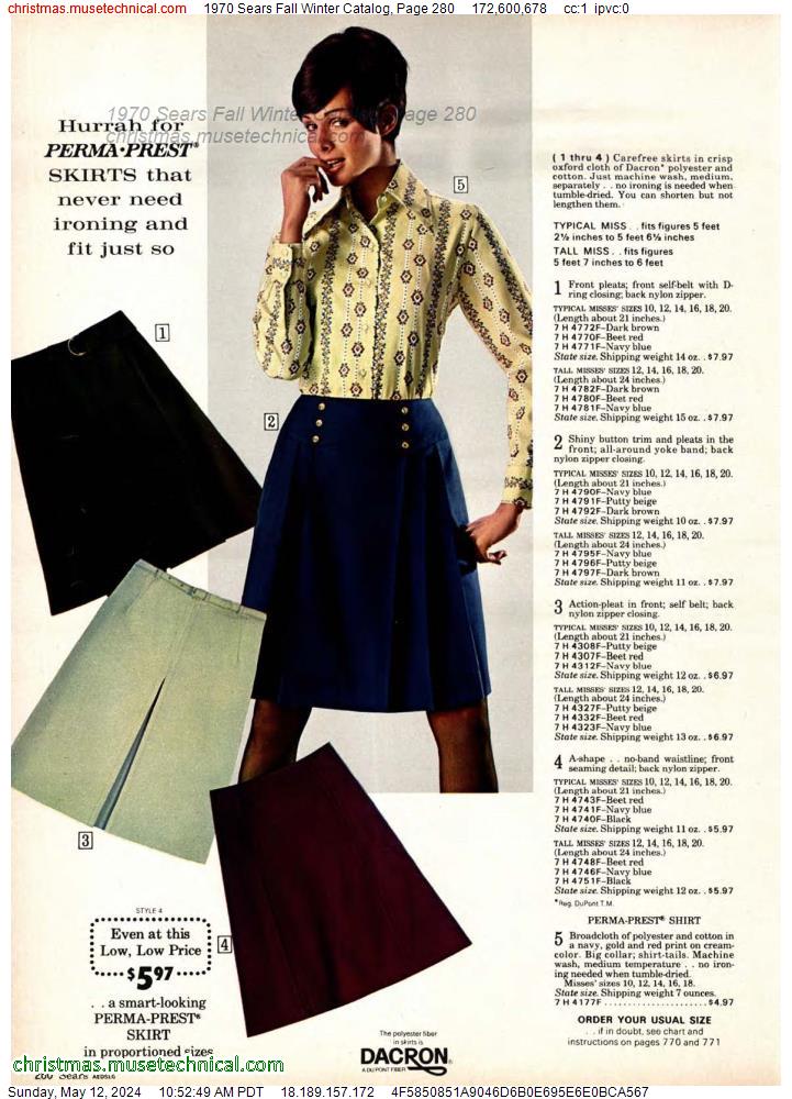 1970 Sears Fall Winter Catalog, Page 280